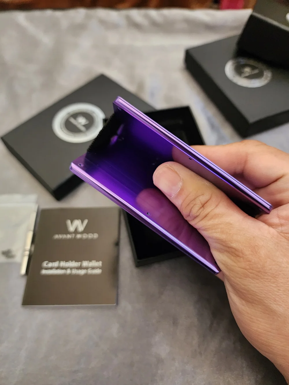 AVANT WOOD- Purple Card Holder Wallet with Money Clip- NIB